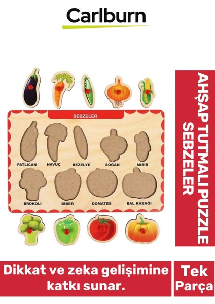 Özel Üretim Eğitici Öğretici Zeka Geliştirici Çocuk Ebeveyn Sebzeler Ahşap Tutmalı Puzzle