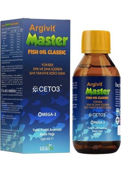 Master Fish Oil Yüksek Omega-3 İçeren Balık Yağı 150 ml - Tutti Frutti Aromalı