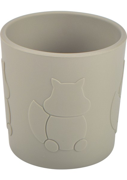 Silikon Beslenme Seti Kapaklı, Vakumlu Silikon Mama Tabağı, Kase, Önlük, Pipet, Çatal ve Kaşık, Bardak, Paslanmaz Çelik Çatal ve Kaşık, Saklama Kutusu / Gri Renk