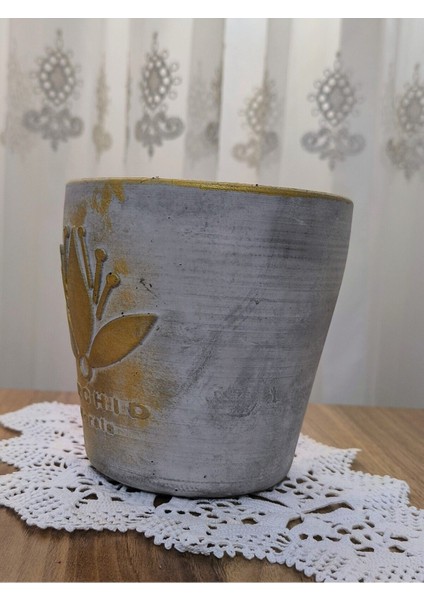 2 Adet Beton Çiçek ve Bonsai Vazosu Gri Renk