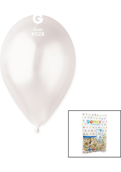 GM-110-28 Metalik - Beyaz Balon 11&amp;apos;&amp;apos; - 28 cm - 100 Parça (4767) - CLR4832-5972