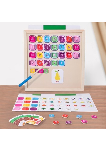 Ahşap Manyetik Bulma Çocuklar Montessori Erken Eğitim Ingilizce Alfabe Kartları Bebek Bulma Kelime Bina Taşları Oyuncaklar (Yurt Dışından)