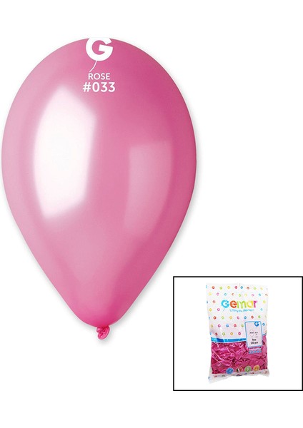 GM-110-33 Metalik - Pembe Balon 11&amp;apos;&amp;apos; - 28 cm - 100 Parça (4767) - CLR7479-3767