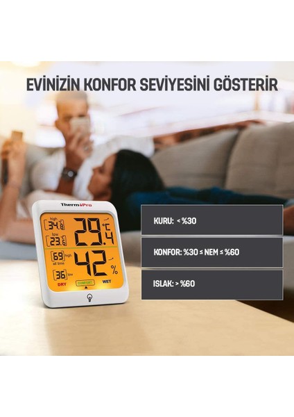 TP53 Termometre İç Mekan Dijital Isı ve Nem Ölçer - 2 Adet