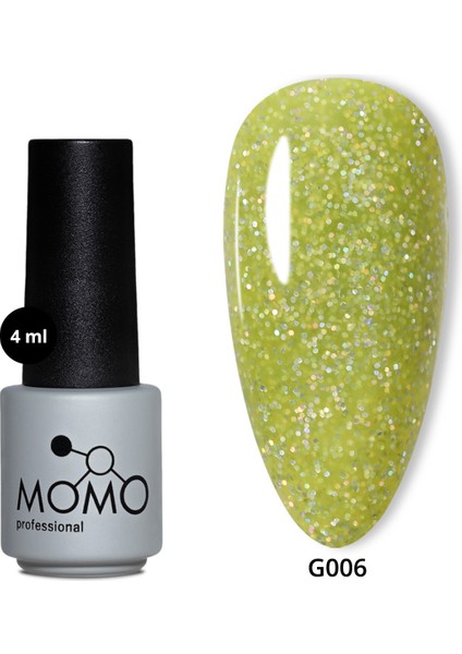 Glitter Kalıcı Oje G006, Lime Yeşili Holografik Simli, 4 ml
