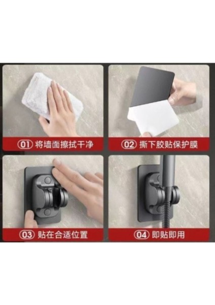 Yapışkanlı Duş Başlığı Tutucu Ayarlı Siyah modelleri