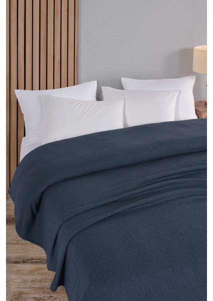 Pamuklu Maya Indigo Çok Amaçlı Örtü Çift Kişilik - 200X230 cm