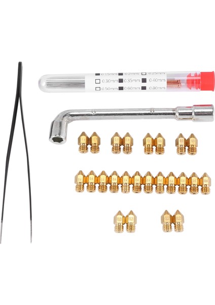 37 Adet 3D Yazıcı Nozulları Mk8 Nozul 0.2,0.3,0.4,0.5,0.6,0.8,1.0mm Ekstruder Baskı Kafası -10 3 5 (Yurt Dışından)