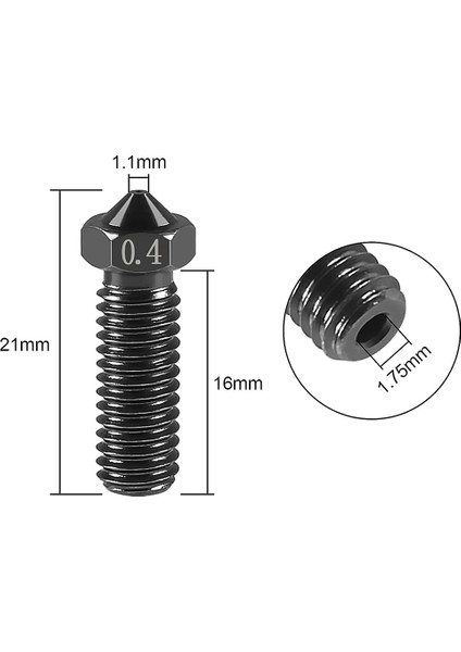 15 Adet V6 Volkan Meme Kiti M6 Iplik Sertleştirilmiş Çelik Nozullar 0.2mm 0.4mm 0.6mm 0.8mm Ekstra Ekstruder Nozulları (Yurt Dışından)
