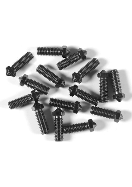 15 Adet V6 Volkan Meme Kiti M6 Iplik Sertleştirilmiş Çelik Nozullar 0.2mm 0.4mm 0.6mm 0.8mm Ekstra Ekstruder Nozulları (Yurt Dışından)