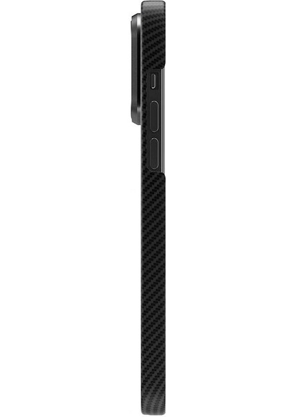 iPhone 15 Pro - Kılıf Magsafe Şarj Özellikli 600D Kevlar Krek Karbon Standlı Kapak - Siyah