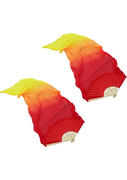 Oryantal Dans Ipek Yelpazeler Peçe Katlanır Yelpaze 180X90CM Sarı Kırmızı+Sarı (Yurt Dışından)