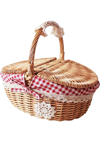 Hasır Sepeti Kırsal Depolama Sepeti Park Plaj Dekorasyonu Için Ev Irmızı (Yurt Dışından) fiyatları