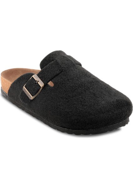 LEO Keçe Kadın Ev Terliği Siyah