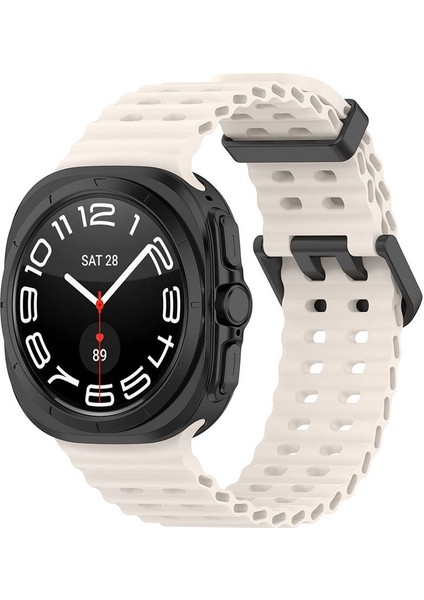 Galaxy Watch Ultra 47MM Zore KRD-118 Tırtıklı Tasarım Silikon Kordon-Starlight