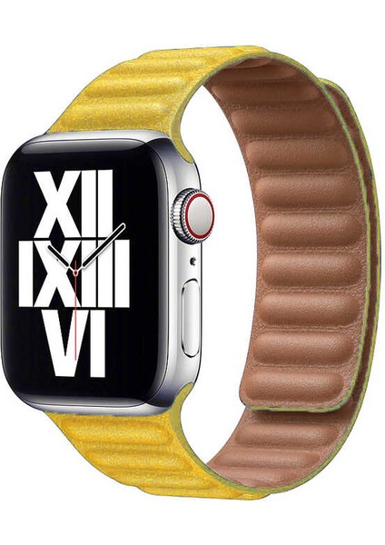 ​​​watch 38MM Uyumlu Krd-34 Deri Kordon Zore - Sarı
