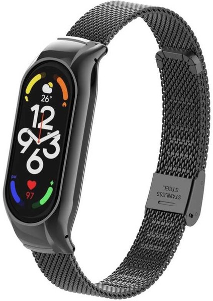 Xiaomi Mi Band 7 Uyumlu Krd-06 Metal Kordon Zore - Siyah