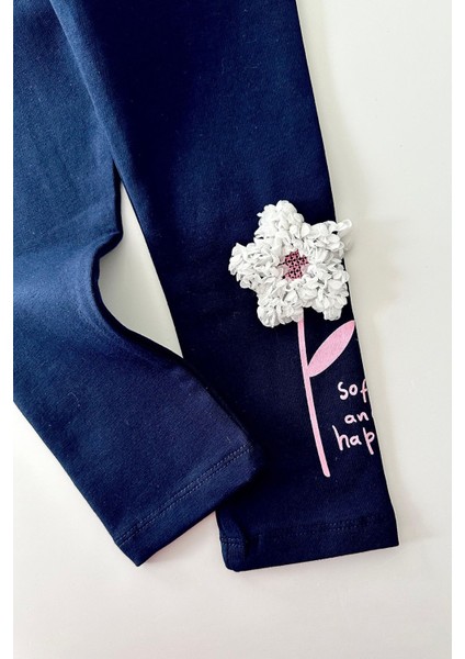 Çiçek Detaylı Kız Çocuk tayt - Lacivert fiyatları