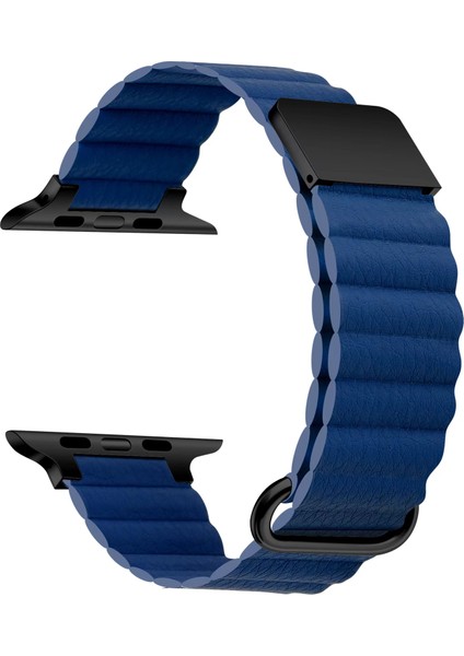 ​​​watch Ultra 49MM Uyumlu Krd-78 Pu Deri Kordon Strap Kayış Zore - Lacivert