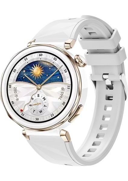 Huawei Watch Gt5 Pro 42MM Uyumlu Zore KRD-129 Silikon Kordon Strap Kayış-Beyaz