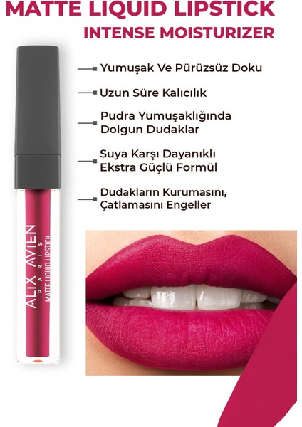 Uzun Süre Kalıcı Kadifemsi Kuruma Yapmayan Mat Likit Ruj - Matte Liquid Lipstick 514 Bright Fuchsia