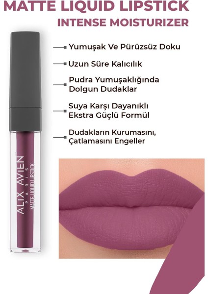 Uzun Süre Kalıcı Kadifemsi Kuruma Yapmayan Mat Likit Ruj - Matte Liquid Lipstick 519 Dark Plum