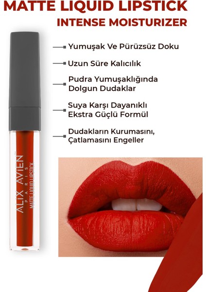 Uzun Süre Kalıcı Kadifemsi Kuruma Yapmayan Mat Likit Ruj - Matte Liquid Lipstick 522 Wine Red