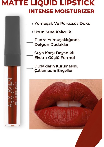 Uzun Süre Kalıcı Kadifemsi Kuruma Yapmayan Mat Likit Ruj - Matte Liquid Lipstick 524 Ruby Red