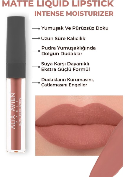 Uzun Süre Kalıcı Kadifemsi Kuruma Yapmayan Mat Likit Ruj - Matte Liquid Lipstick 502 Peachy Nude