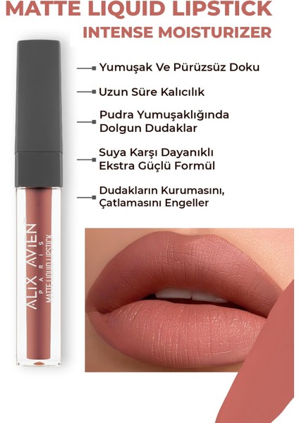 Uzun Süre Kalıcı Kadifemsi Kuruma Yapmayan Mat Likit Ruj - Matte Liquid Lipstick 504 Spicy Terracott