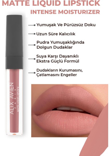 Uzun Süre Kalıcı Kadifemsi Kuruma Yapmayan Mat Likit Ruj - Matte Liquid Lipstick 505 Nude Pink