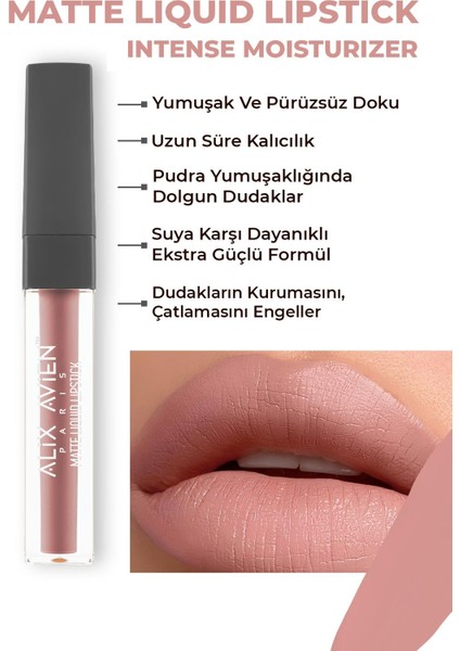 Uzun Süre Kalıcı Kadifemsi Kuruma Yapmayan Mat Likit Ruj - Matte Liquid Lipstick 506 Dirty Pink