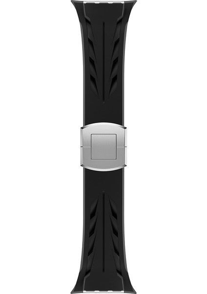 Apple Watch 44MM KRD-127 Metal Tokalı Silikon Kordon-Siyah
