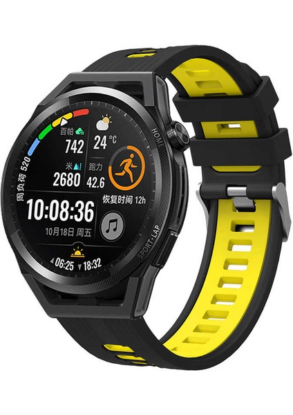 Galaxy Watch Active 2 40MM Krd-55 Uyumlu Kordon Zore - Siyah-Sarı