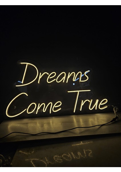 Cizgineon Dreams Come True Işıklı Neon LED Duvar Dekarasyon