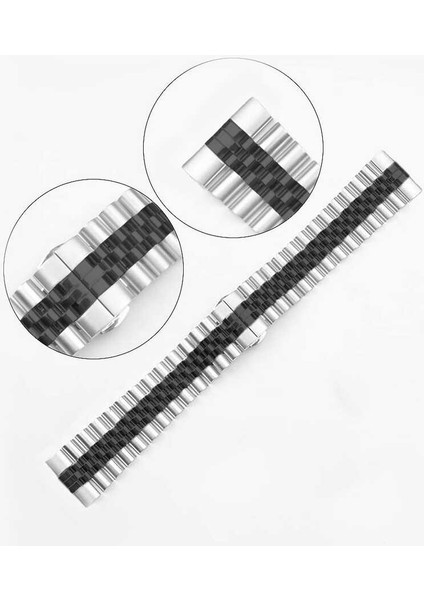 Gear S2 Uyumlu Krd-36 20MM Metal Kordon Zore - Siyah modelleri