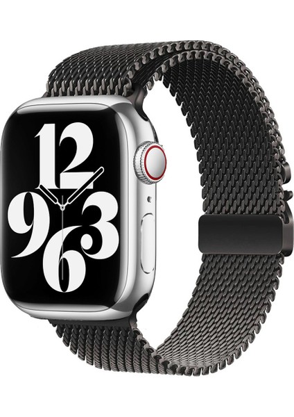Apple Watch 44MM Zore KRD-121 Metal Hasır Kordon-Siyah