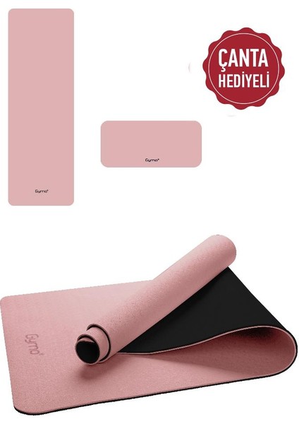 Ekolojik 6mm Tpe Yoga Matı Pilates Minderi Diz Dirsek Koruyucu Matlı Set Scarlet