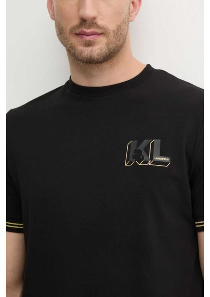 Erkek Bisiklet Yaka T-Shirt Siyah 755463551235 T-Shırt Crewneck