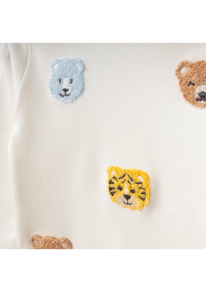 S Erkek Bebek Giyim Roar Sevimli Ayıcıklar Ayılar Alt Üst Uzun Kollu 2'li Pijama Takımı %100 Pamuk