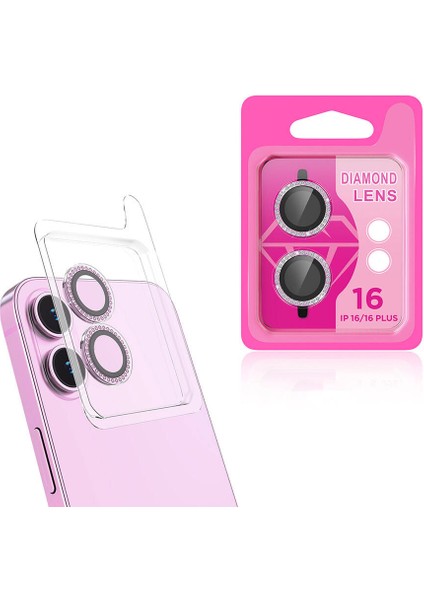Apple iPhone 16 Cl-06 Kamera Lens Koruyucu-Pembe