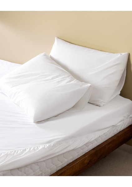 Manon Çift Kişilik %100 Pamuk Ranforce Lastikli Çarşaf Takımı - Beyaz