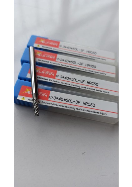 Xuhan 3 Flüt Spiral Karbür 3X4DX50L-3F HRC50 Cnc Freze Uçları 3X4X50X3T fiyatları