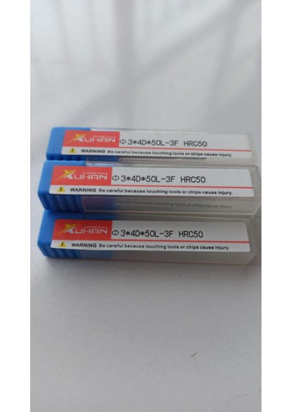 Xuhan 3 Flüt Spiral Karbür 3X4DX50L-3F HRC50 Cnc Freze Uçları 3X4X50X3T modelleri