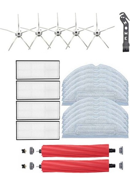 22 Adet Elektrikli Süpürge Yedek Parça Yan Fırça Ana Fırça Hepa Filtre Paspas Bezi Xiaomi Roborock S7 T7S T7S Artı (Yurt Dışından)