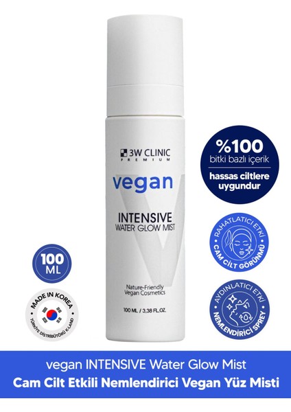 Cam Cilt Görünümü Yaratan Vegan Nemlendirici Yüz Misti 3W Clınıc Vegan Water Glow Mist 100ML