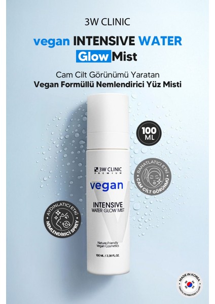 Cam Cilt Görünümü Yaratan Vegan Nemlendirici Yüz Misti 3W Clınıc Vegan Water Glow Mist 100ML fiyatları
