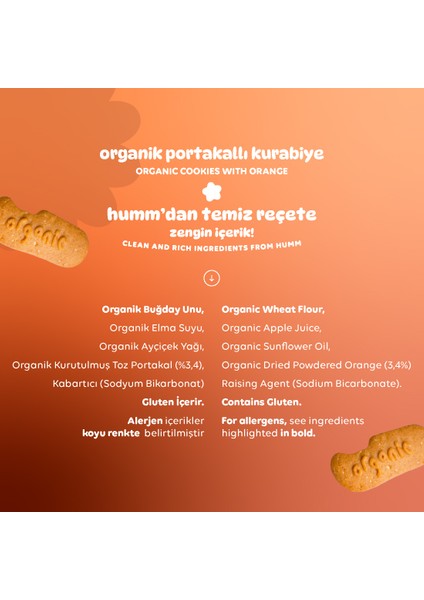 Organik Vegan Portakallı Kurabiye Atıştırmalık Paketi - 12 Adet