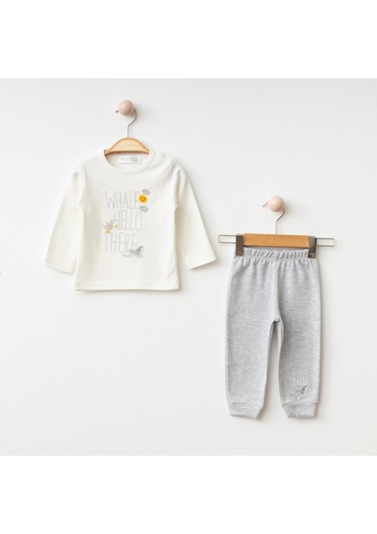 Erkek Bebek Giyim Sevimli Hayvan Figürlü Uzun Kollu Alt-Üst 2'li Pijama Takımı %100 Pamuk