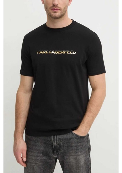 Erkek Bisiklet Yaka T-Shirt Siyah 755462551235 T-Shırt Crewneck